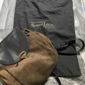 Vintage Leather & Suede Backpack with Metal Clasp